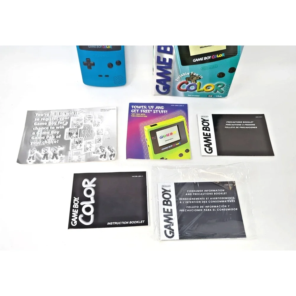 Nintendo Game Boy Color Handheld Console Teal Complete in Box CIB USA inserts